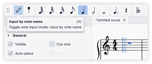 Entering note input mode