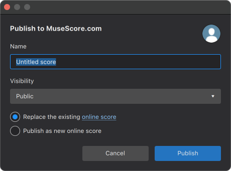 Dialog for name and visibility