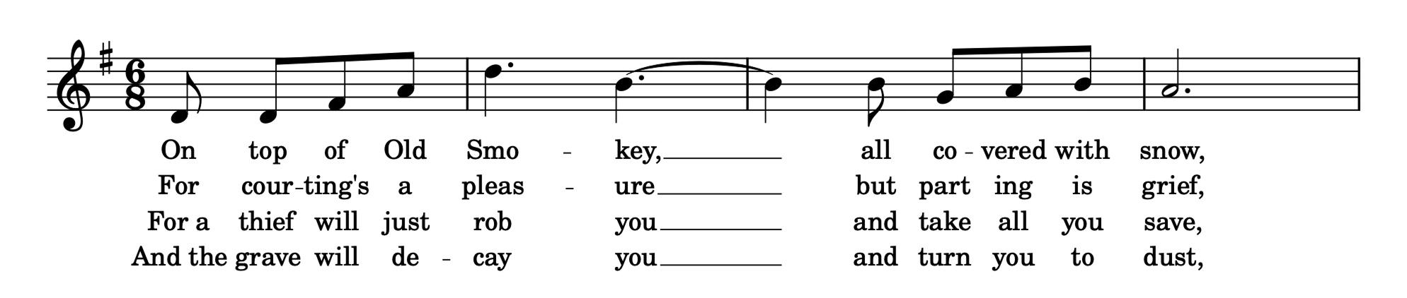 Lyrics example, Multiple verses