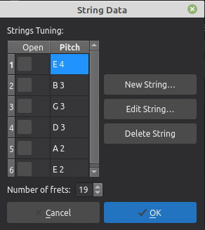 String data dialog