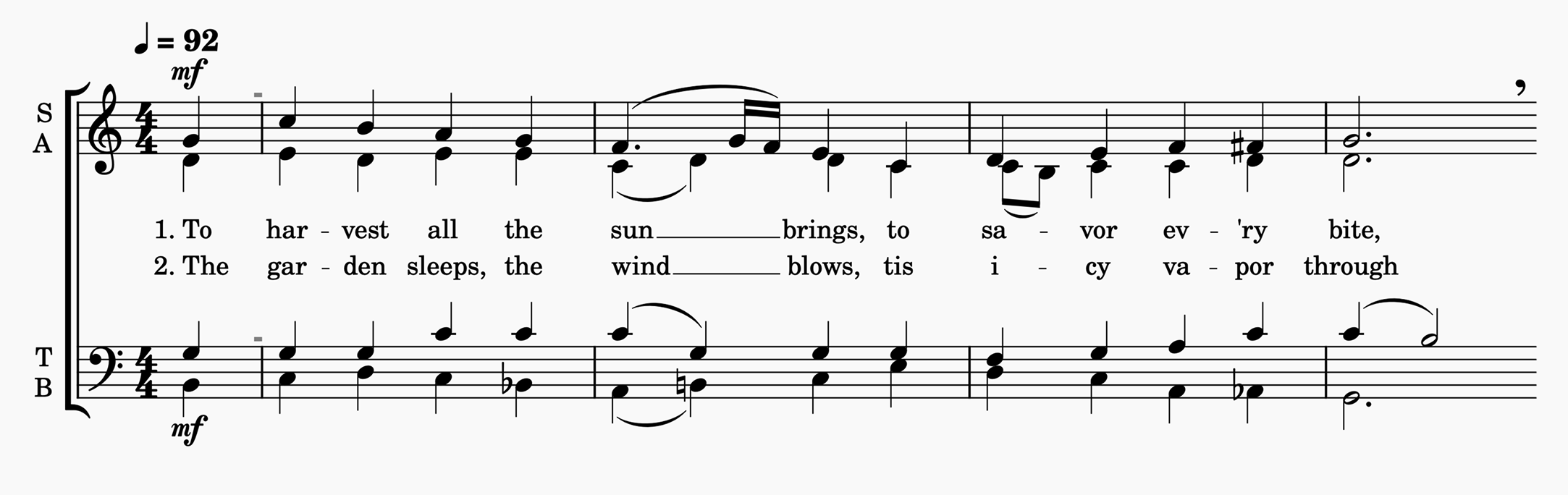 Multiple voices in an SATB arrangement